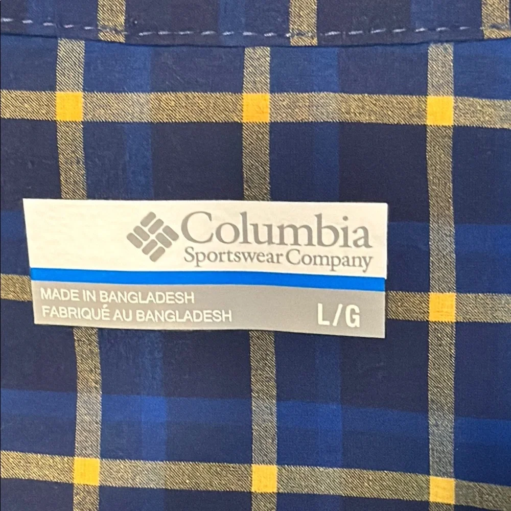 Columbia Blue and Yellow Casual Button Down Shirt - Picture 7 of 11